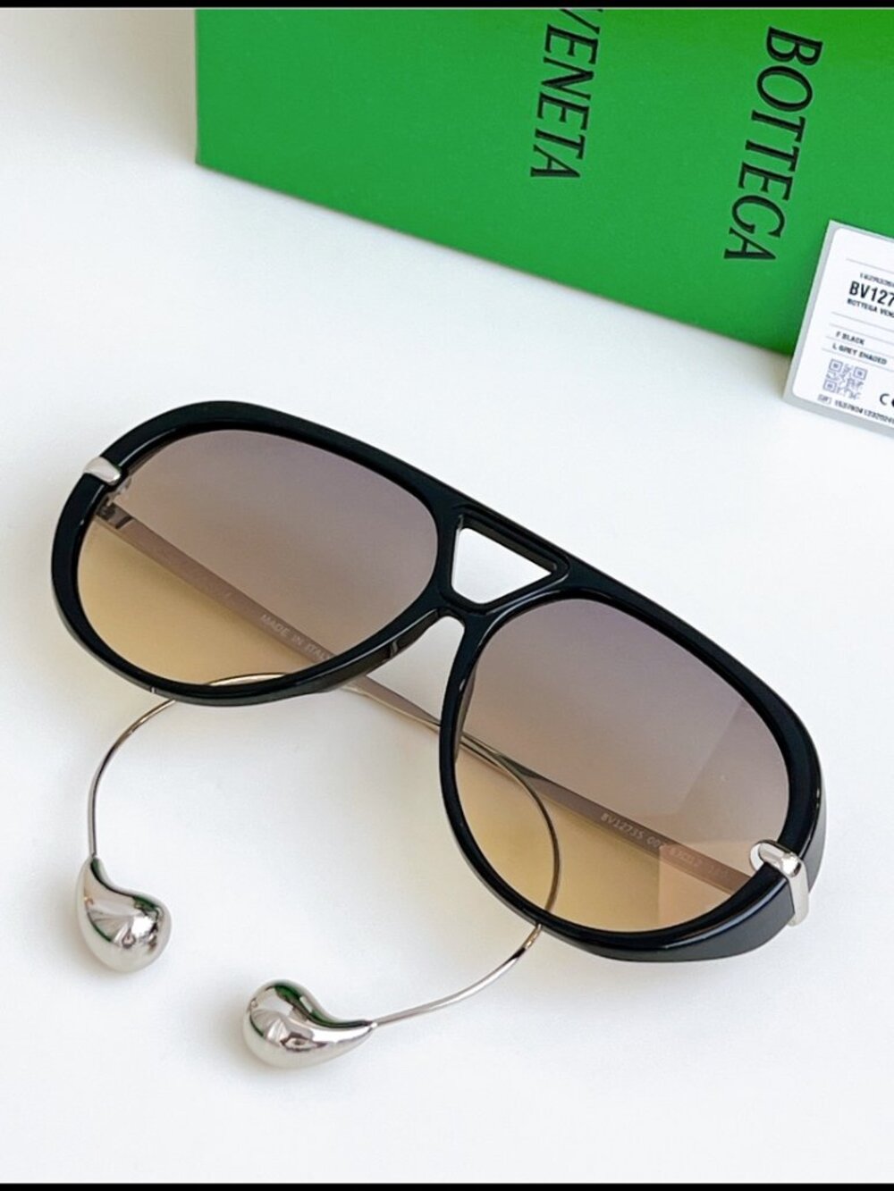 Bottega Veneta Black Drop Aviator Sunglasses
